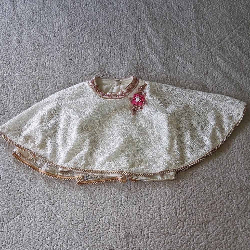 Ami Cream Cape with Pink and Gold Floral Details